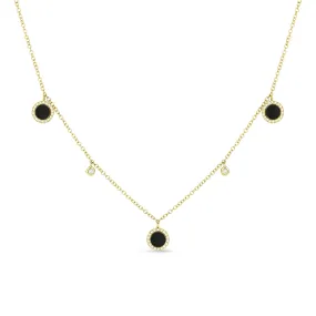 0.25Ct Black Onyx 18"necklacein 14K Yellow Gold