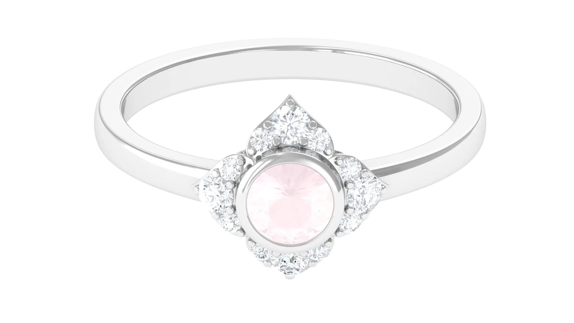 0.50 CT Elegant Rose Quartz Engagement Ring with Diamond