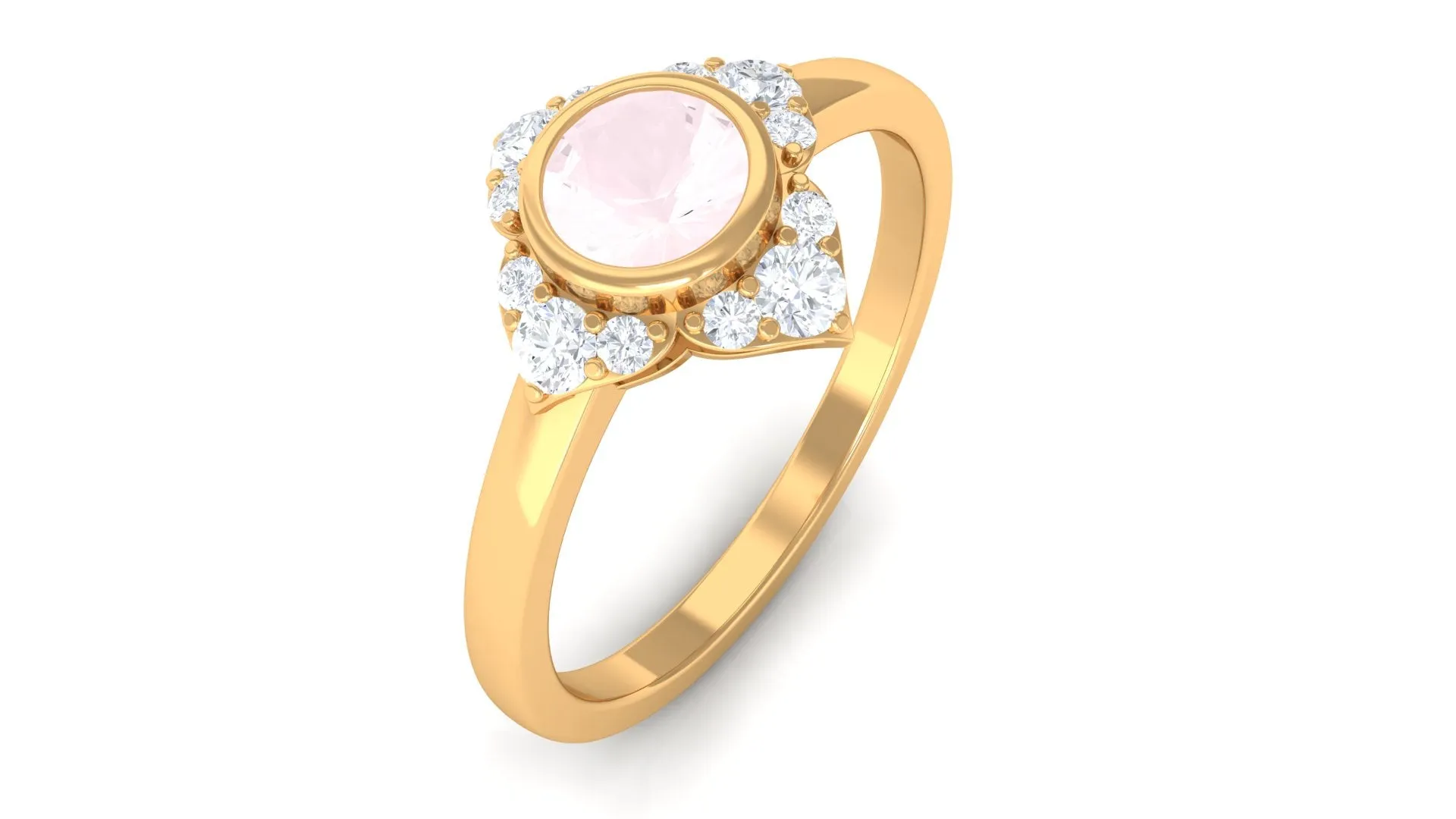 0.50 CT Elegant Rose Quartz Engagement Ring with Diamond