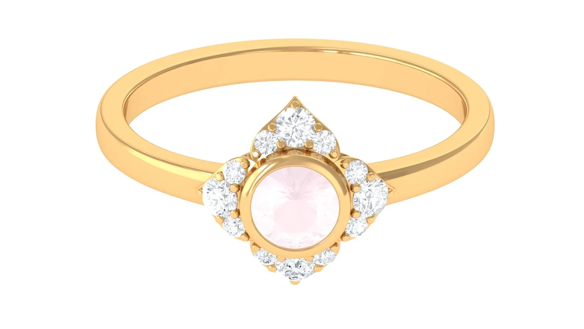 0.50 CT Elegant Rose Quartz Engagement Ring with Diamond