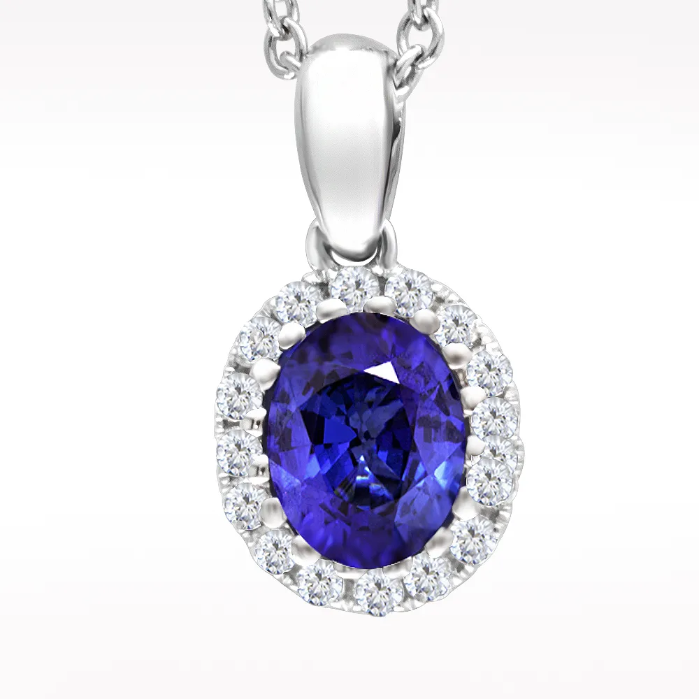 0.72ct Sapphire And Diamond White Gold Necklace