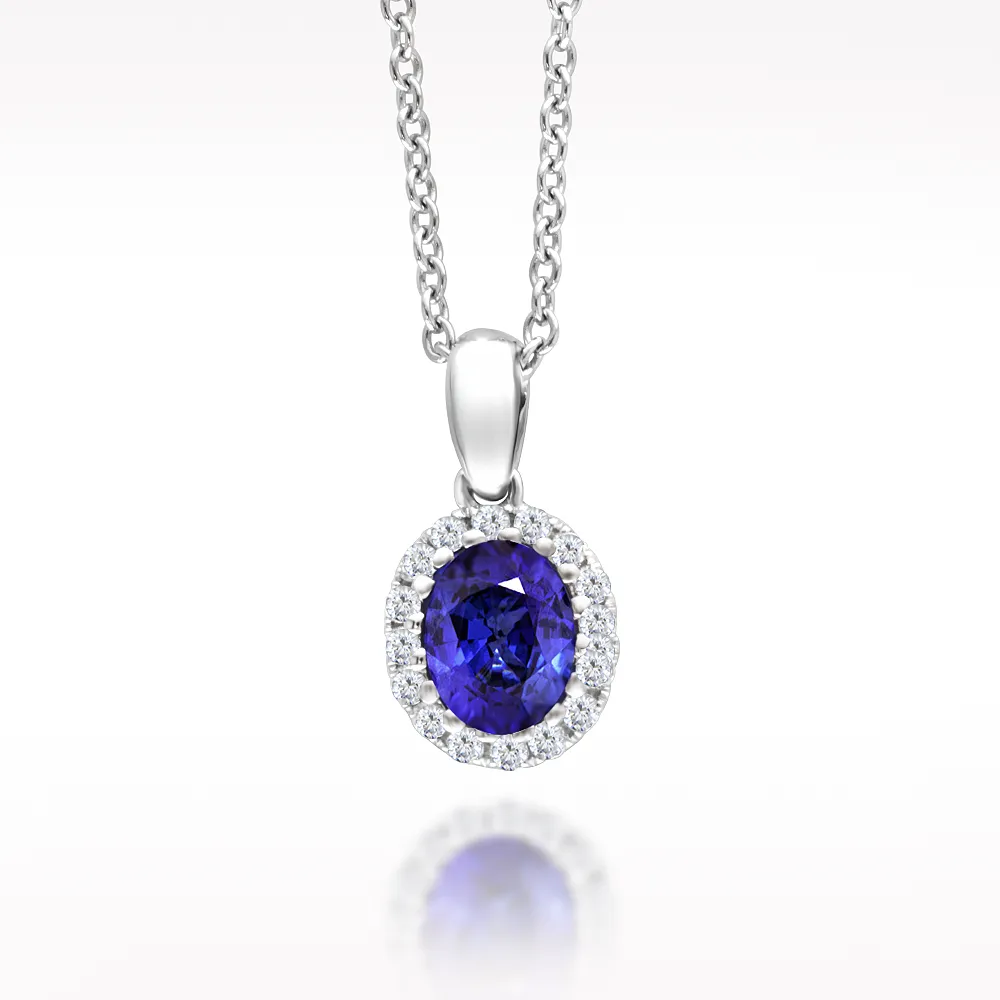 0.72ct Sapphire And Diamond White Gold Necklace