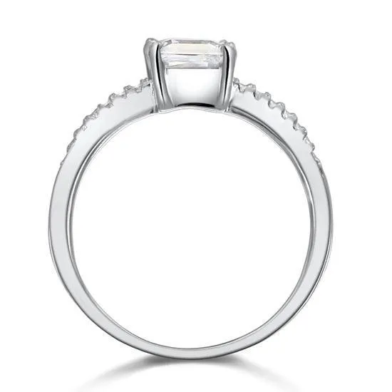 1 Carat Created Princess Zirconia Engagement Sterling 925 Silver Ring MJXFR8024