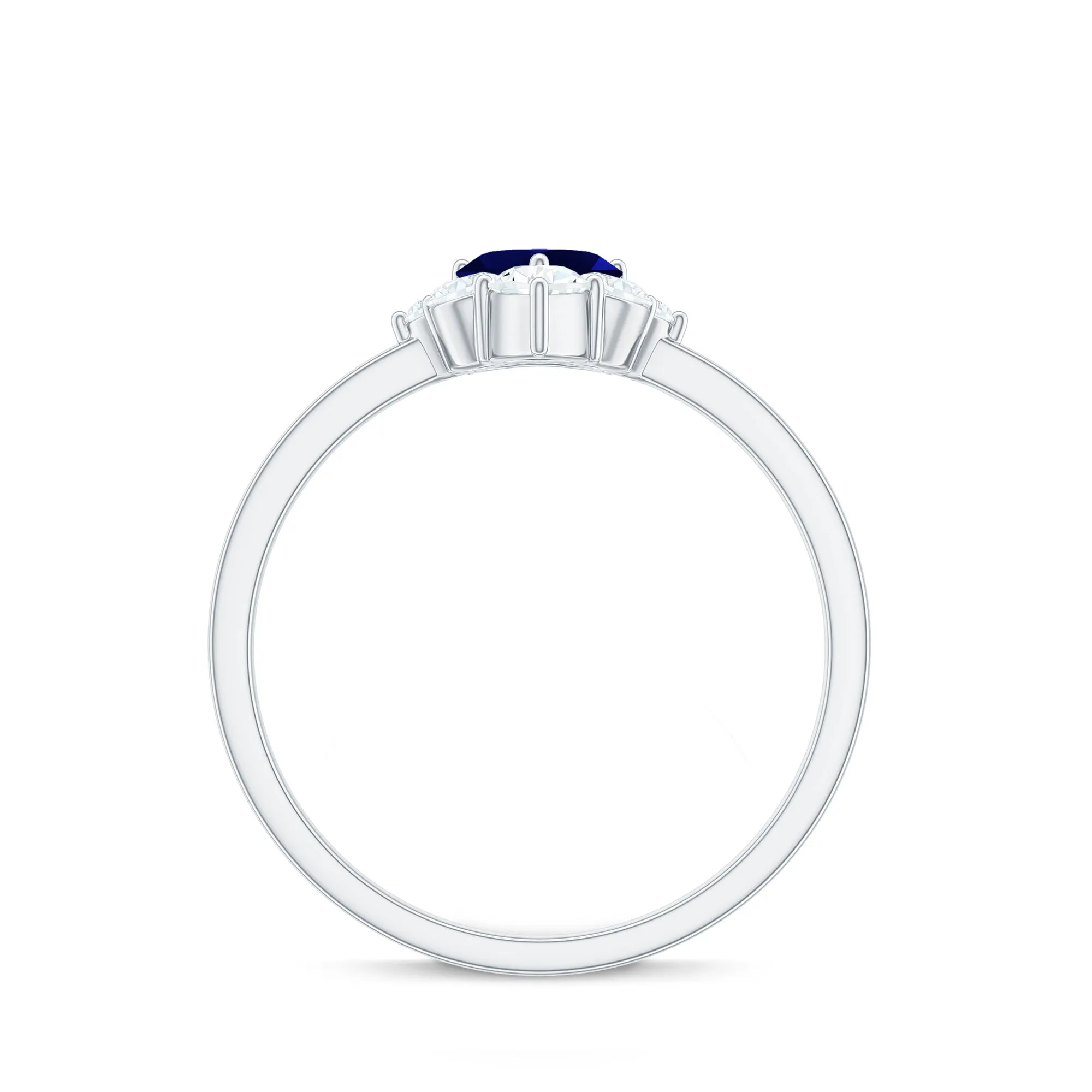 1 CT Heart Blue Sapphire Promise Ring with Diamond Accent