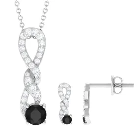 1 CT Natural Black Onyx Infinity Necklace and Earrings Set