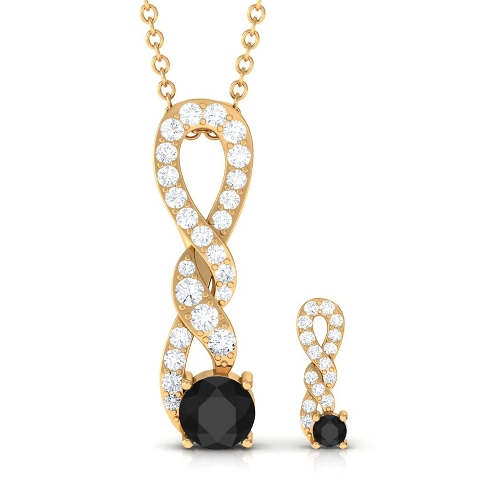 1 CT Natural Black Onyx Infinity Necklace and Earrings Set