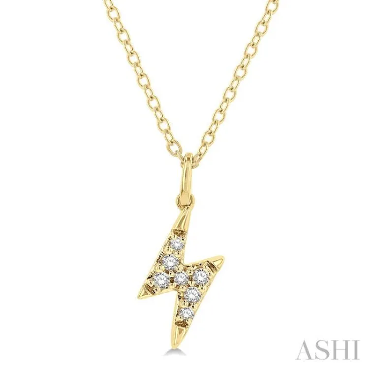 1/10 Ctw Lightning Bolt Round Cut Diamond Petite Fashion Pendant With Chain in 10K Yellow Gold