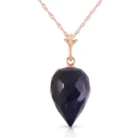 12.9 Carat 14K Solid Rose Gold Necklace Pointy Briolette Drop Sapphire