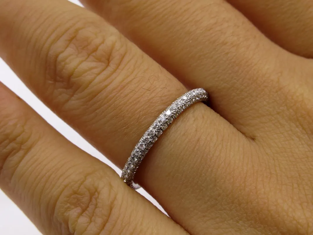 1.30ct Platinum 3 Row Pave Diamond Full Eternity WEDDING ANNIVERSARY Band Ring