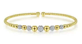 14 Karat Two Tone Bangle Diamond Bracelet