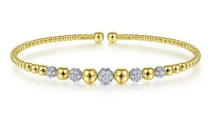 14 Karat Two Tone Bangle Diamond Bracelet