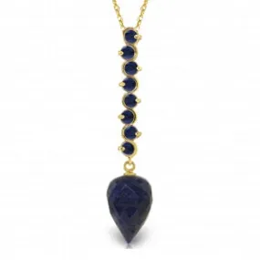 14.55 Carat 14K Solid Yellow Gold Necklace Pointy Briolette Drop Sapphire