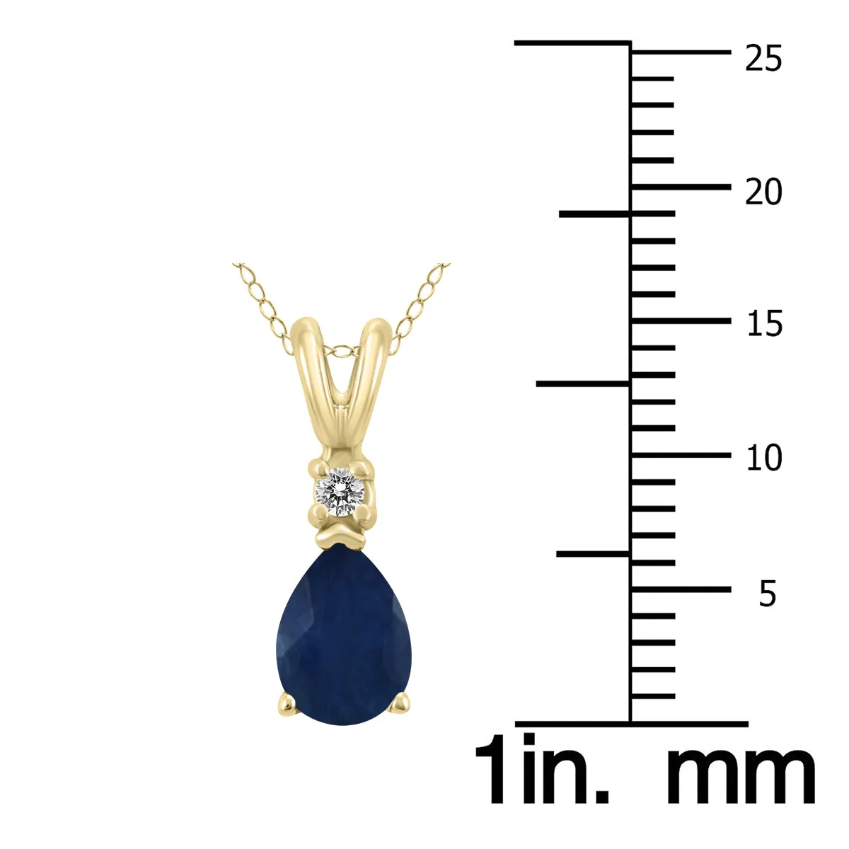 14K  6X4Mm Pear Sapphire And Diamond Pendant