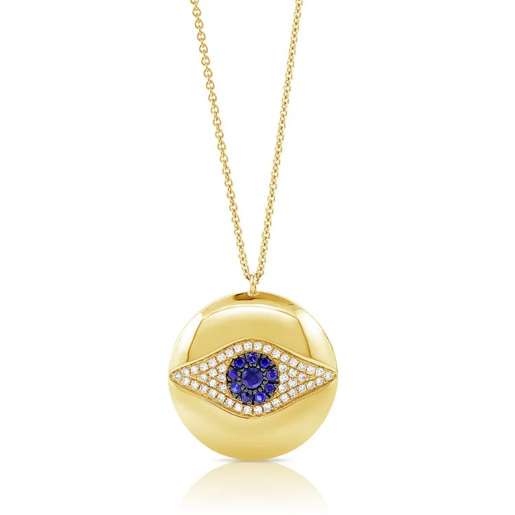 14k Gold & Diamond Evil Eye Necklace - 0.15ct