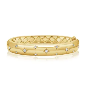 14K Gold & Diamond Star Bangle - 0.64ct