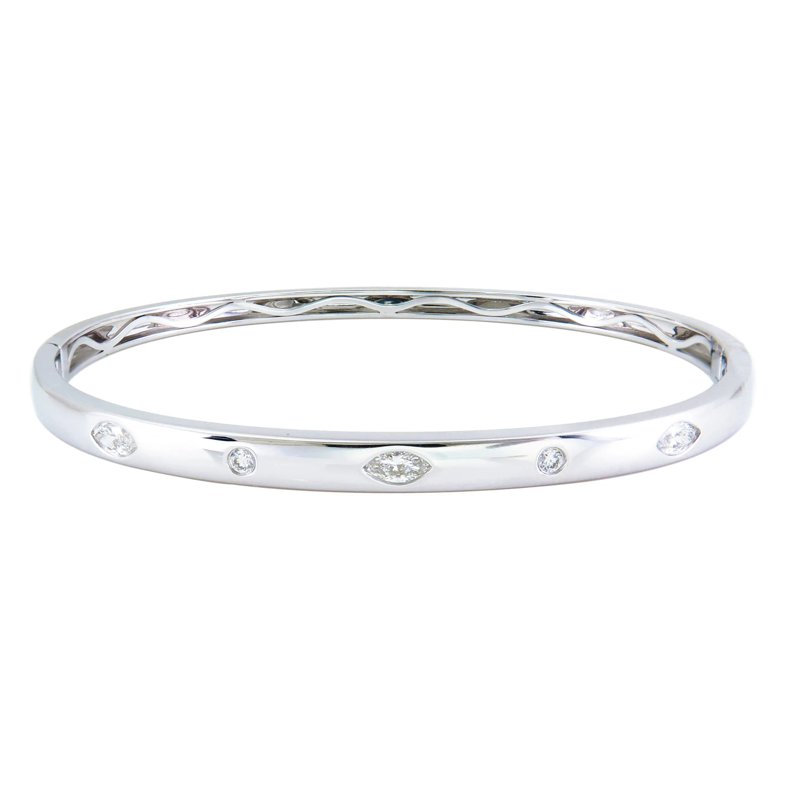 14k Gold & Fancy-Shape Diamond Bangle - 0.51ct