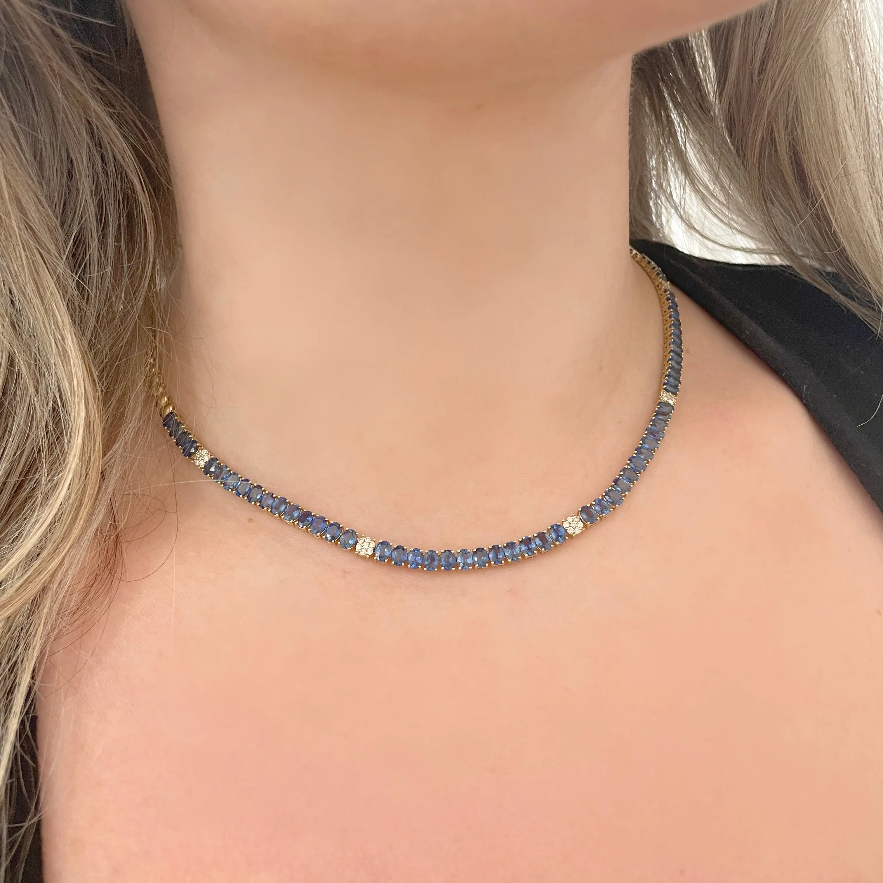 14K GOLD DIAMOND SAPPHIRE JACI TENNIS NECKLACE