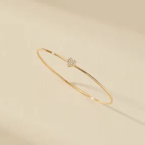 14k Gold Pavé Heart Bangle