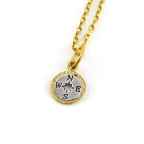 14k Gold/Sterling Vintage Compass Necklace