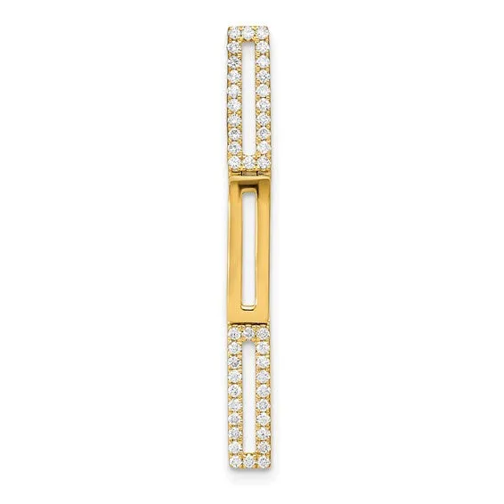 14k Rectangle Link Diamond Chain Slide Pendant