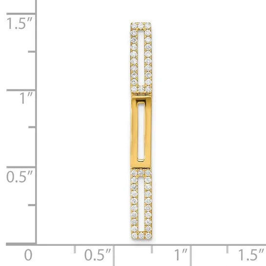 14k Rectangle Link Diamond Chain Slide Pendant