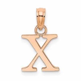 14K Rose Gold Block Design Small Letter X Initial Charm Pendant