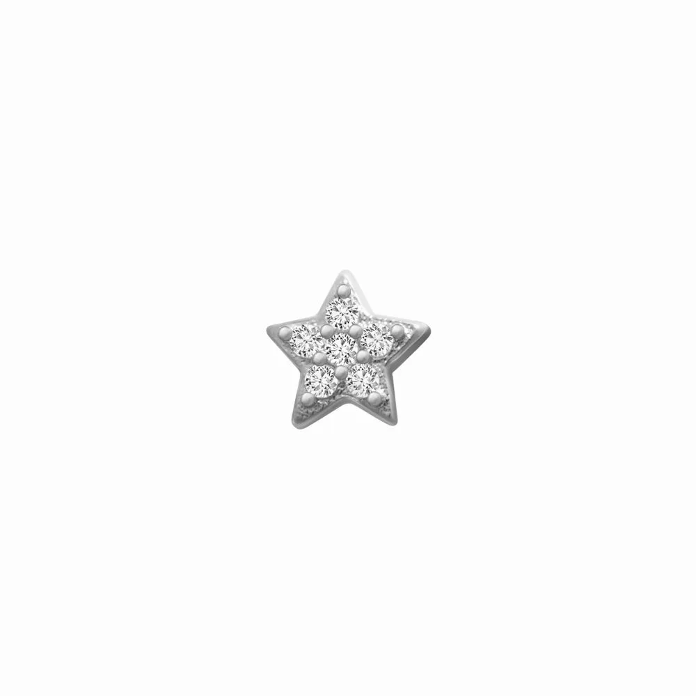 14k Skinny Silver Star Charm (white)