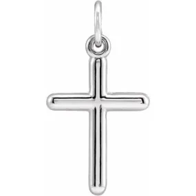 14K White 22.9x12.5 mm Cross Pendant