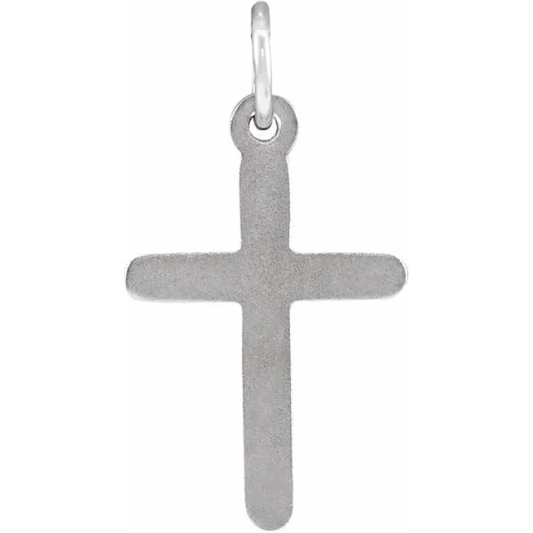 14K White 22.9x12.5 mm Cross Pendant