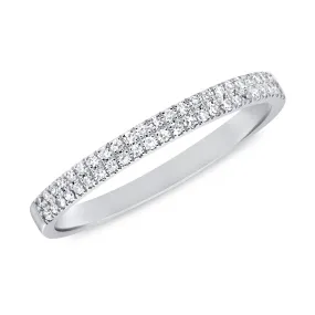 14K White Gold .17Ct Diamond Double Band