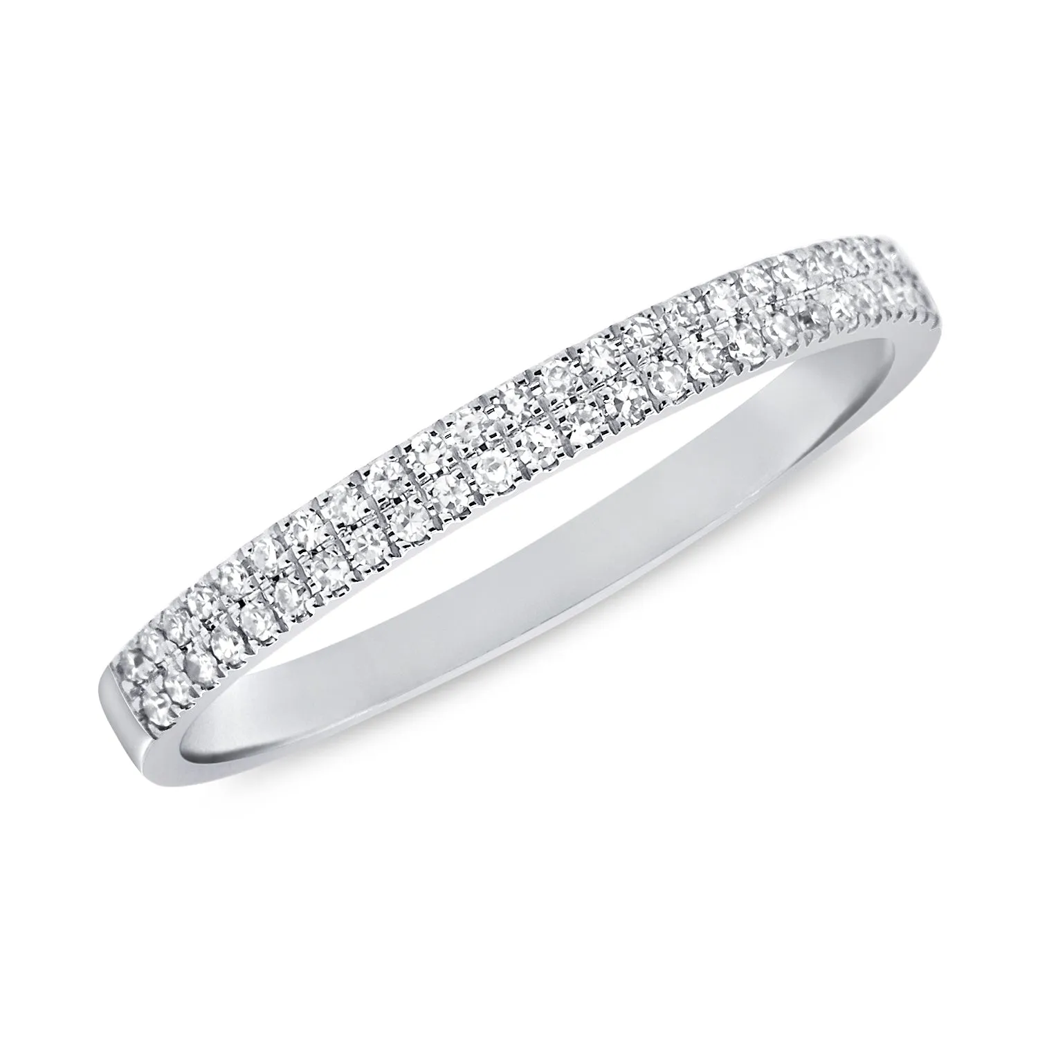 14K White Gold .17Ct Diamond Double Band