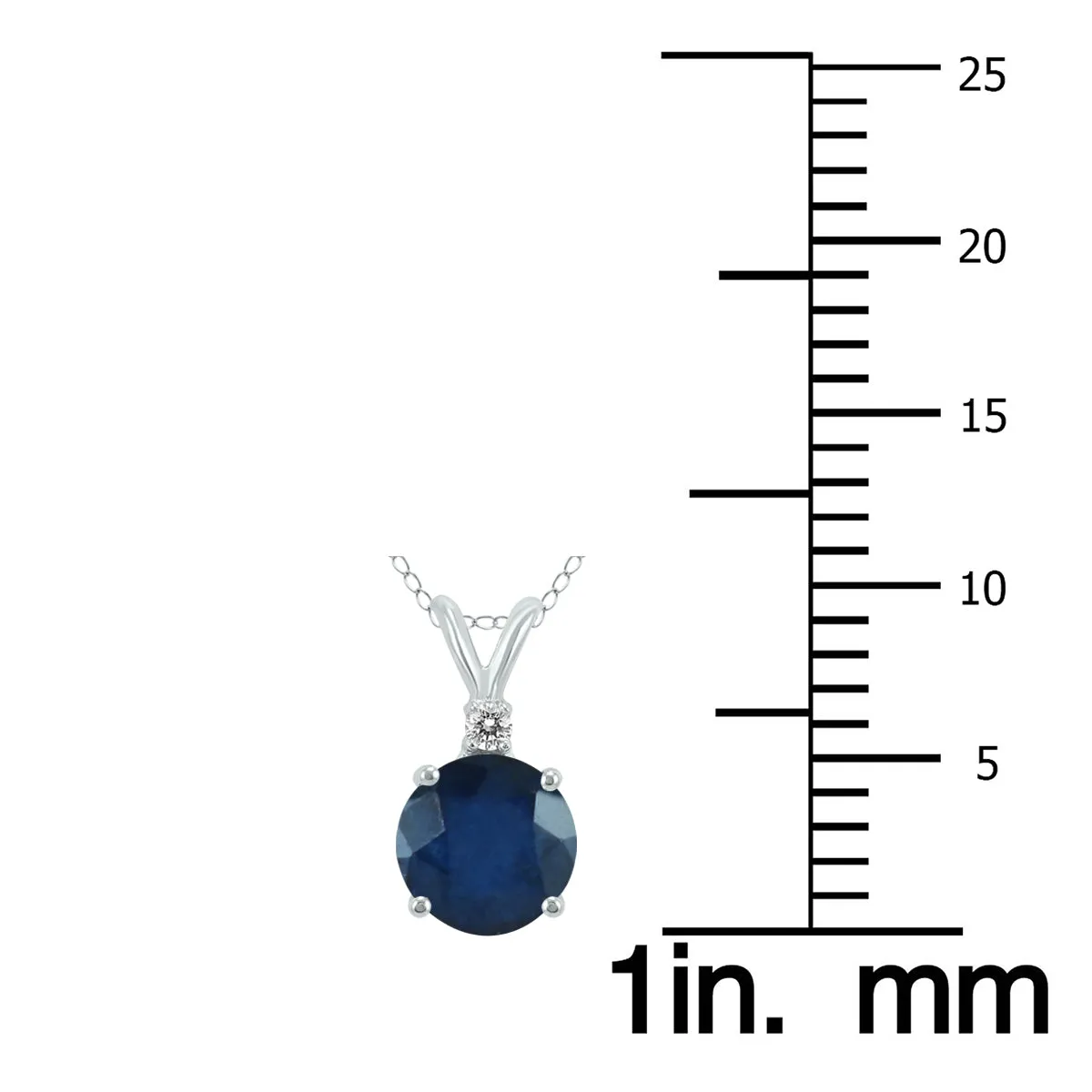 14K White Gold 5Mm Round Sapphire And Diamond Pendant