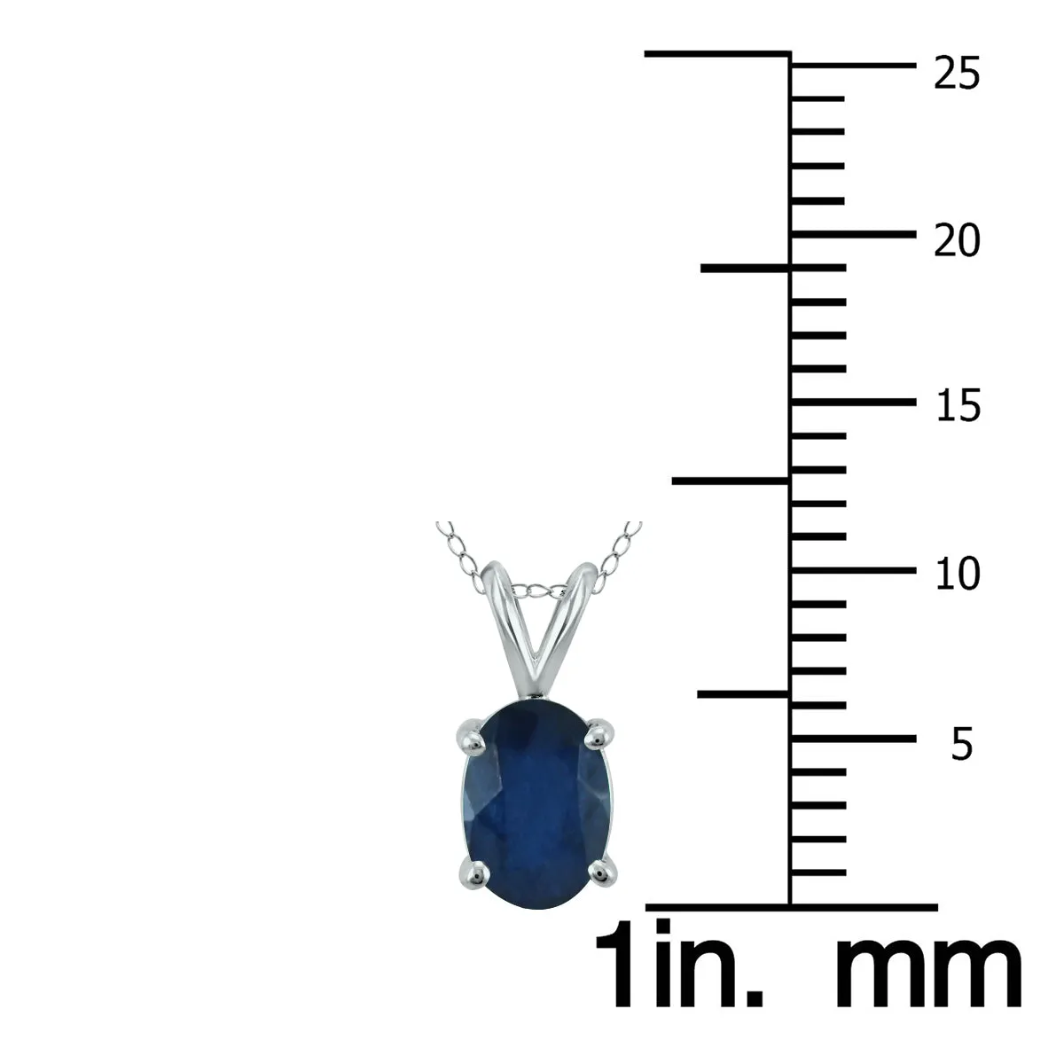 14K White Gold 6X4Mm Oval Sapphire Pendant