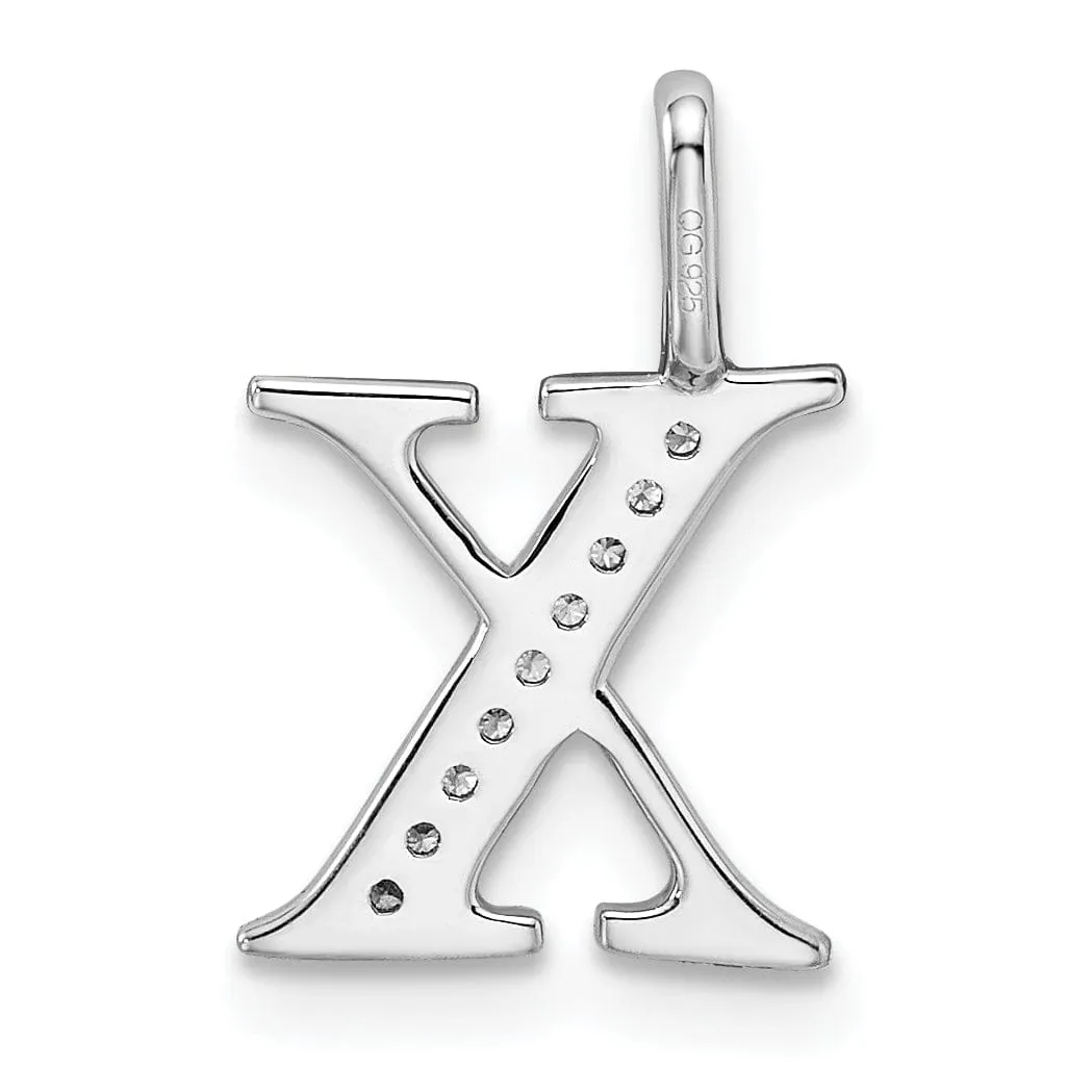 14K White Gold Diamond 0.045-CT Letter X Initial Charm Pendant