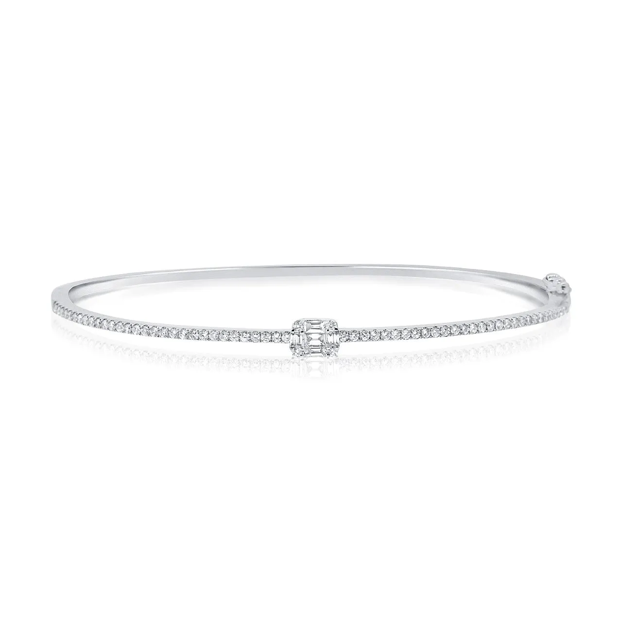 14k White Gold Diamond Bangle