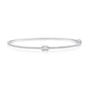 14k White Gold Diamond Bangle