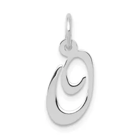 14K White Gold Small Size Fancy Script Letter O Initial Pendant