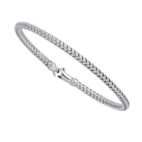 14k White Gold Weaved Women's Bangle Bracelet, 7.25"