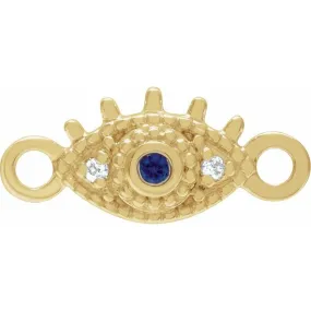 14K Yellow Gold .01ctw Petite Evil Eye Charm