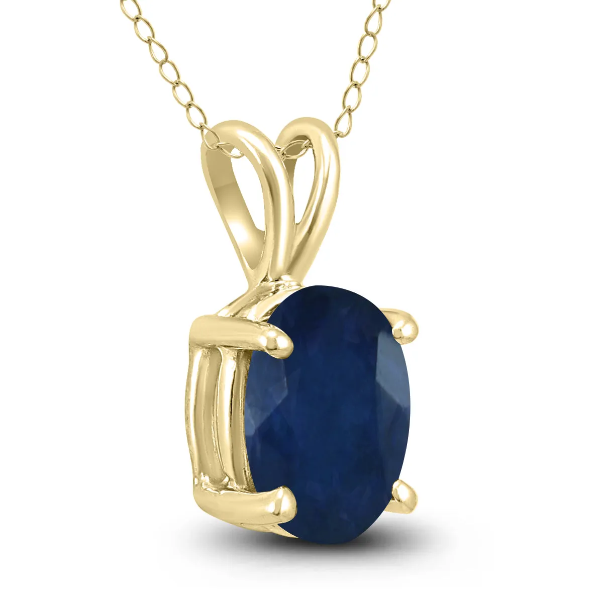 14K Yellow Gold 6X4Mm Oval Sapphire Pendant