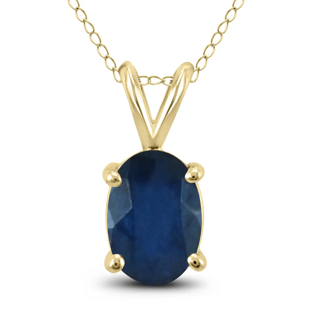 14K Yellow Gold 6X4Mm Oval Sapphire Pendant