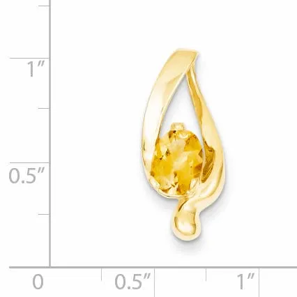 14k Yellow Gold 8x6m Oval Citrine Slide Pendant