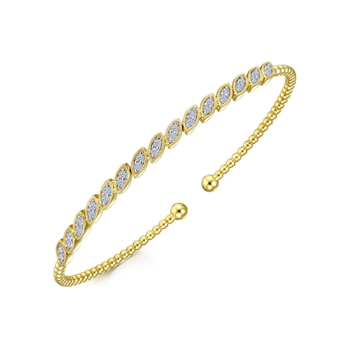 14k yellow gold diamond bangle - BG4336-62Y45JJ