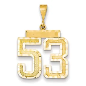 14k Yellow Gold Diamond Cut Texture Finish Large Size Number 53 Charm Pendant