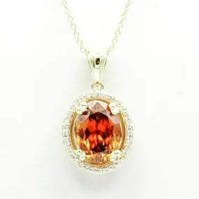 14K Yellow Gold Golden Zircon and Diamond Pendant & 16'' Necklace