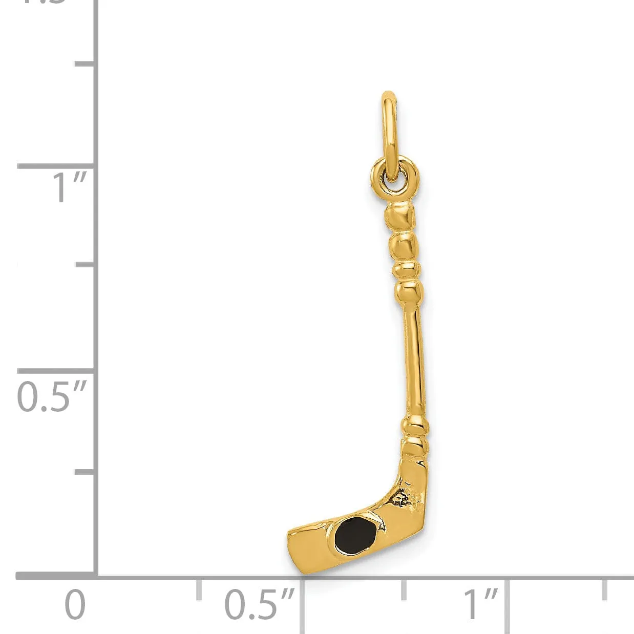 14k Yellow Gold Hockey Stick with Puck Pendant