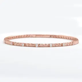 14KR 0.55CTW DIAMOND SINGLE ROW BEADED BANGLE