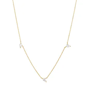 14kt Gold White Sapphire Drop Necklace