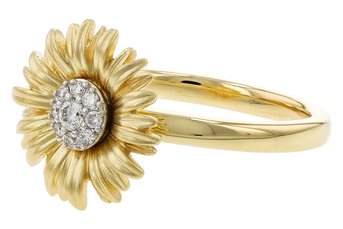 14KY Diamond Sunflower Ring (Size 7)