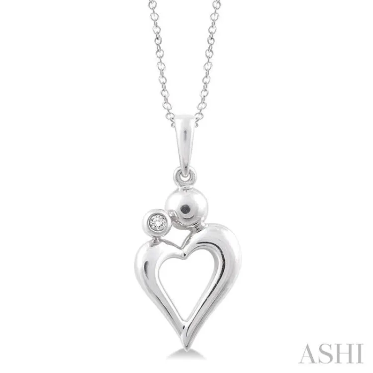 1/50 Ctw Round Cut Diamond Heart Pendant in Sterling Silver with Chain